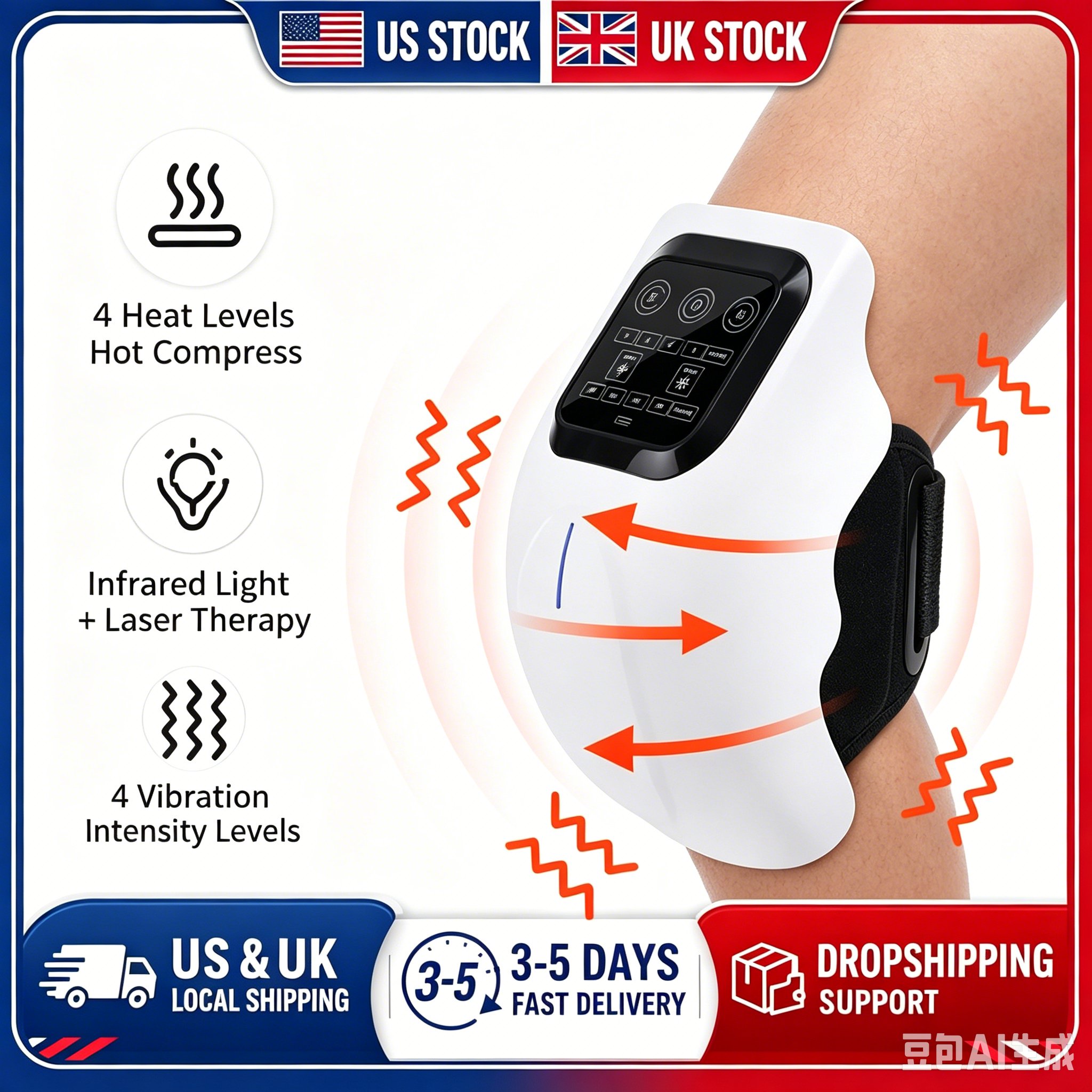 Smart Knee Wrap - Massageador infravermelho para joelho com aquecimento