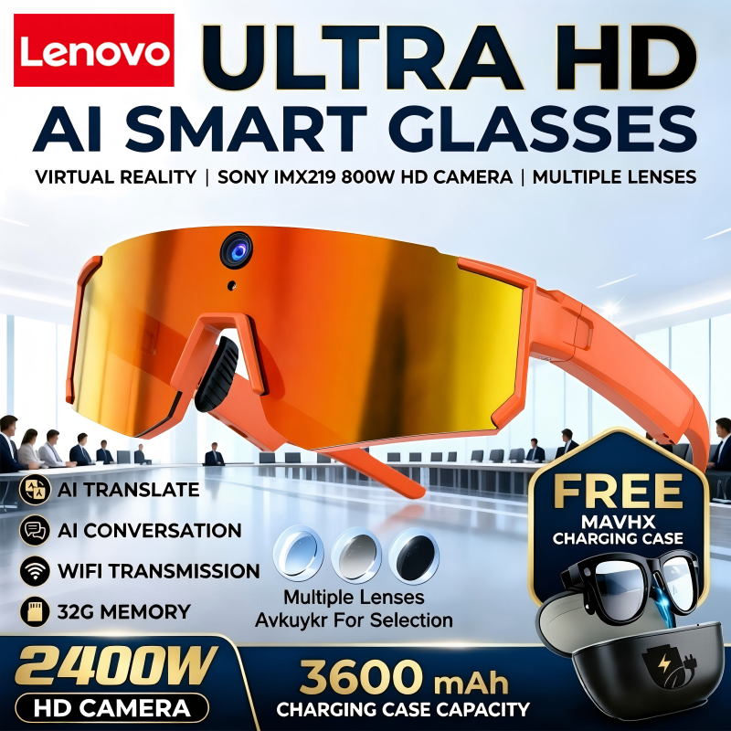 Smart Glasses Lens - Óculos Inteligentes Lenovo AI com Câmera