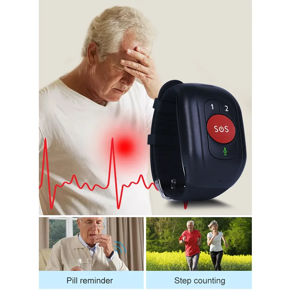 Idosos 4g lte sos relógio gps  - Fall Detection Watch avaliação e preço