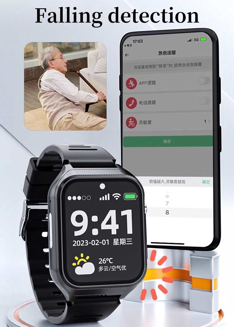 Idosos relógio inteligente par - Fall Detection Watch avaliação e preço
